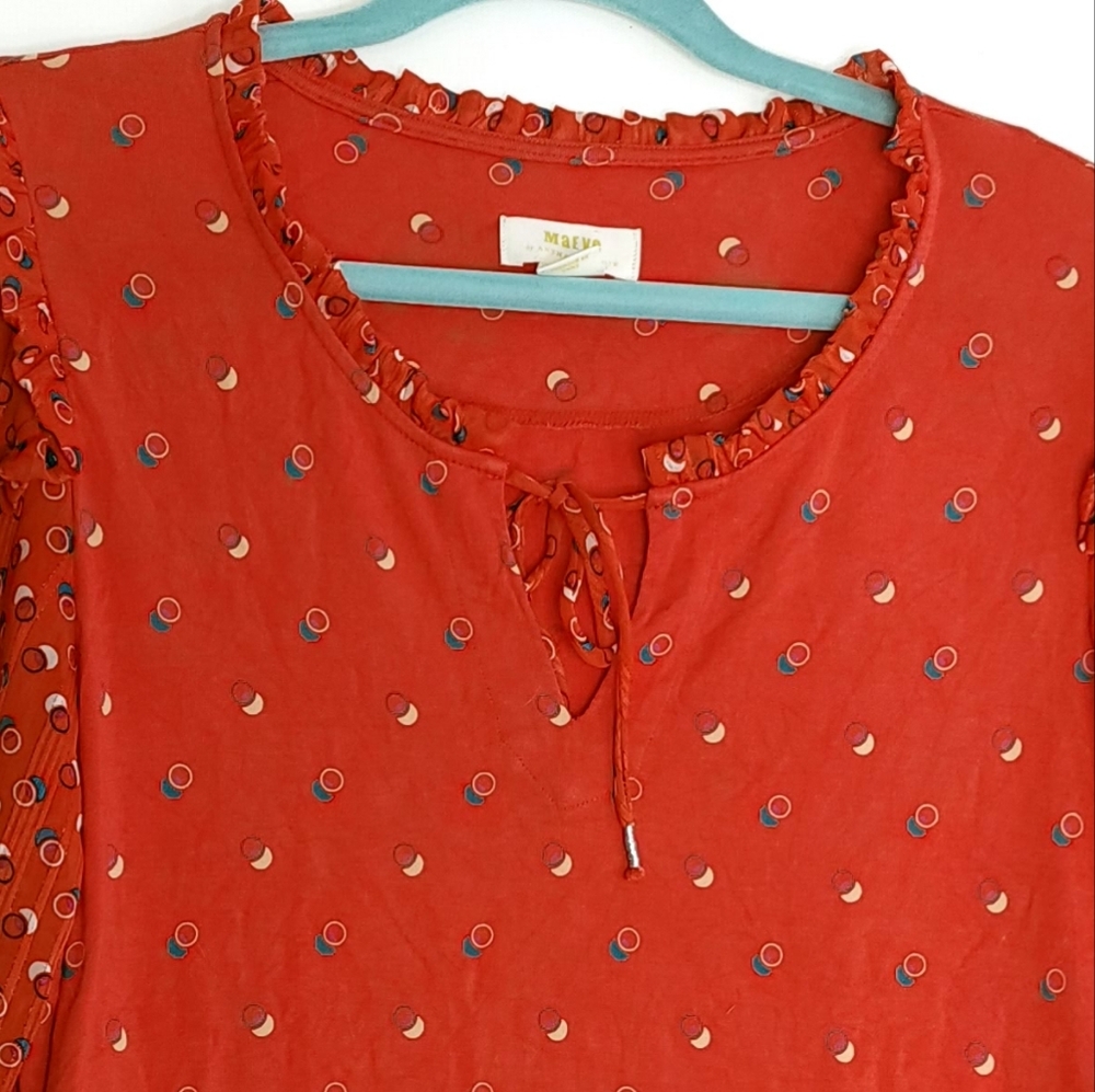 Anthropologie Maeve Jacquin Peasant Blouse Top Size LARGE - Picture 8 of 8